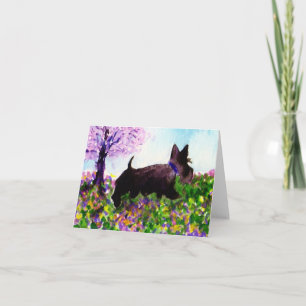 Tarjeta "Marcha de la primavera" de los perros escoceses