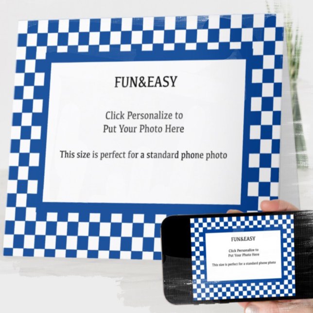 Tarjeta Marco azul y blanco Mi foto (Subido por el creador)