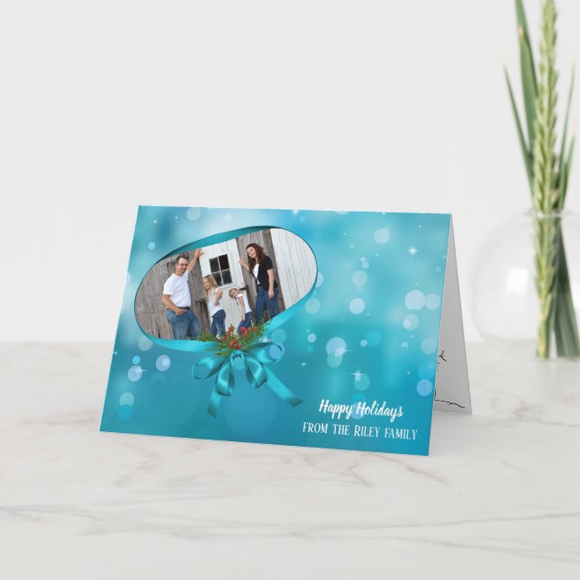 Tarjeta Marco de cinta de Navidad con lazo (Anverso)