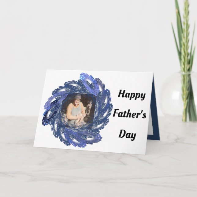 Tarjeta Marco de círculo de arte fractal azul feliz día de (Anverso)