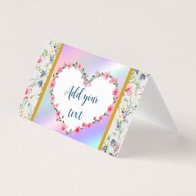 Tarjeta Marco de Corazón Floral Elegante: para Todas las O (Anverso)