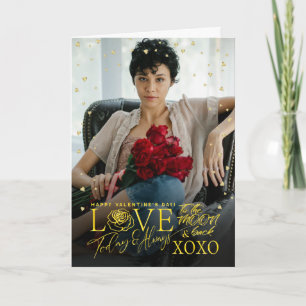 Tarjeta Marco de corazones dorados elegante para el día de