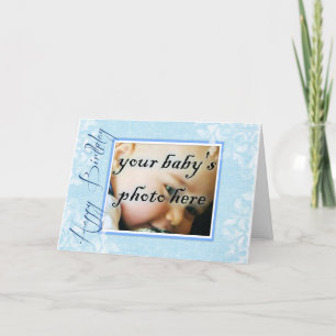 Tarjeta Marco de foto azul de cumpleaños feliz