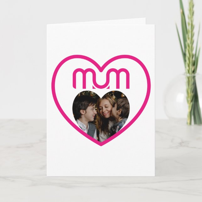 Tarjeta Marco de foto de amor de MAMÁ rosa (Anverso)