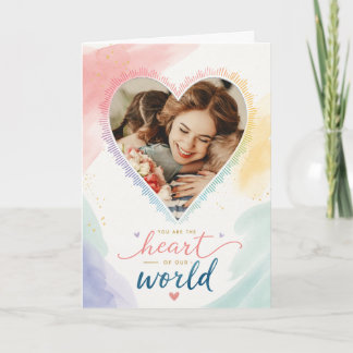 Tarjeta Marco de Foto de Corazón Pastel para el Día de la
