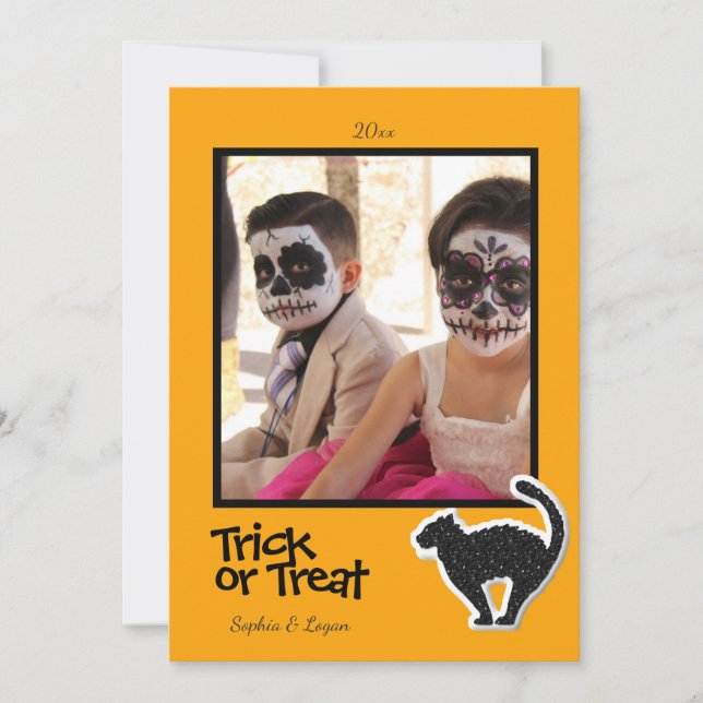 Tarjeta Marco de foto para gato negro de Halloween (Anverso)