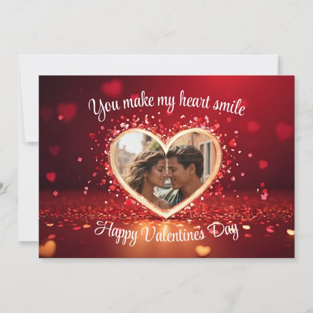 Tarjeta Marco de Foto Personalizado del Corazón (Anverso)