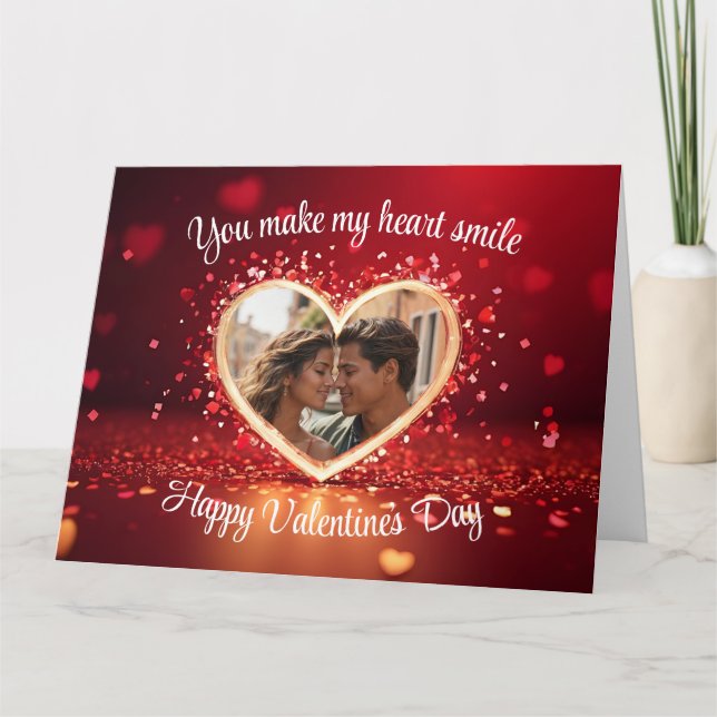 Tarjeta Marco de Foto Personalizado del Corazón (Anverso)