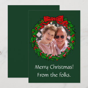 Tarjeta Marco de guirnaldas de Navidad vintage y tu foto