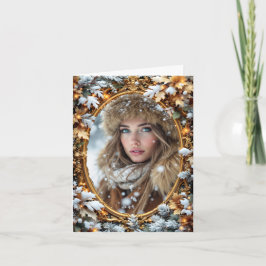 Tarjeta Marco de imagen personalizado de oro invierno