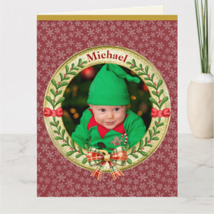 Tarjeta Marco de imagen personalizado y corona de Navidade