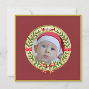 Tarjeta Marco de imagen personalizado y Wreath C de Navida