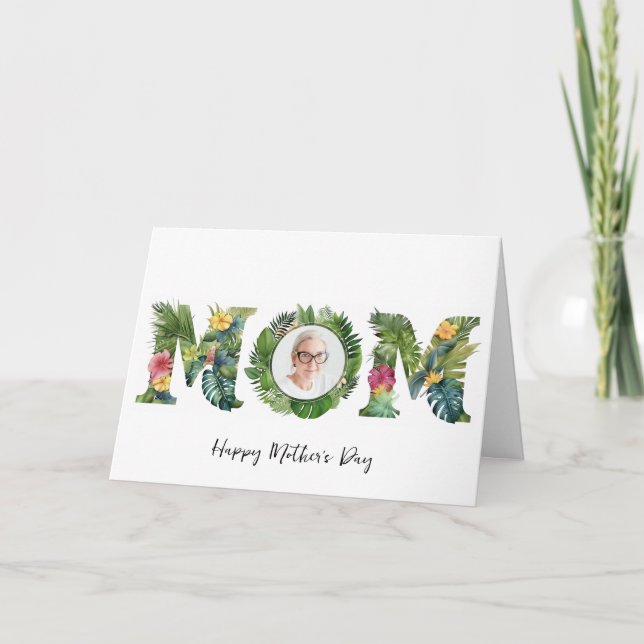 Tarjeta Marco de imagen tropical MOM | Día de la Madre (Anverso)