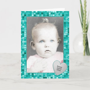 Tarjeta Marco de la foto - modelo decorativo verde azulado