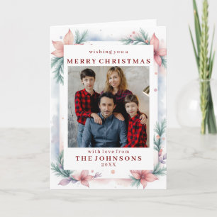 Tarjeta Marco de Navidad con Foto Personalizada en Acuarel