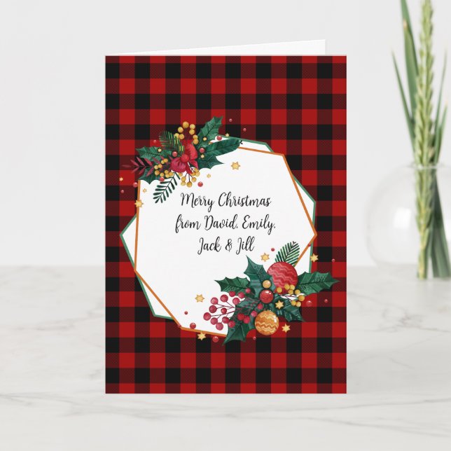 Tarjeta Marco de Navidades familiares con nombres (Anverso)