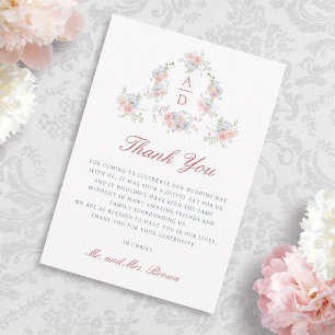 Tarjeta Marco de peonías pastel Agradecimiento de boda rel