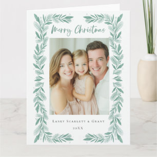 Tarjeta Marco de ramita verde clásico de Navidad