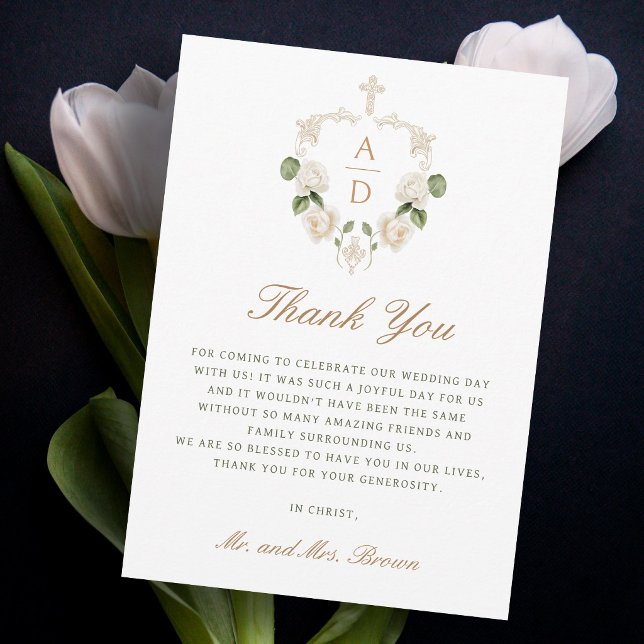 Tarjeta Marco de Rosas Blancas Agradecimiento de Boda Reli (Subido por el creador)
