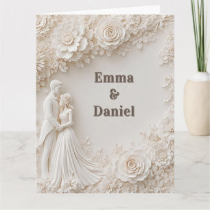 Tarjeta 🤍 Marco de Silueta de Boda Floral Marfil🤍