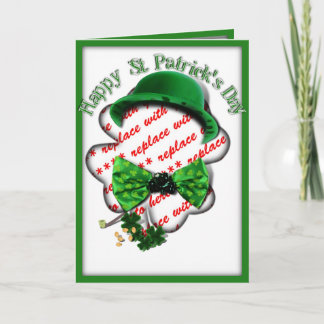 Tarjeta Marco de trébol del día de San Patricio con corbat