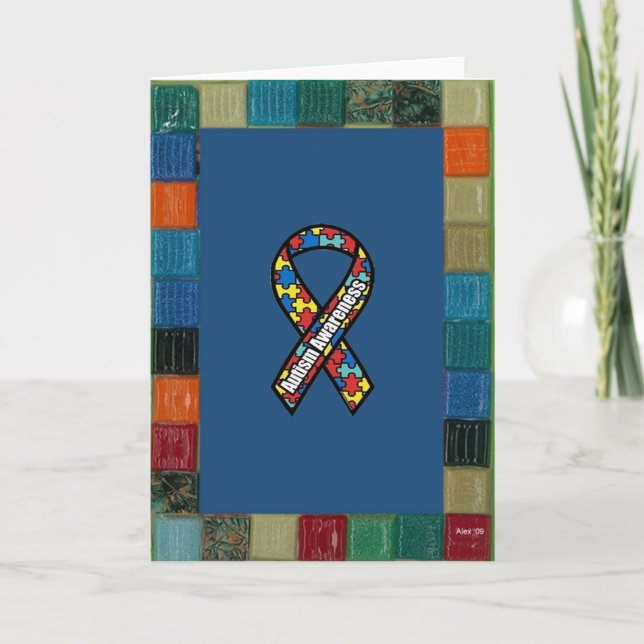Tarjeta Marco del mosaico para la conciencia del autismo (Anverso)