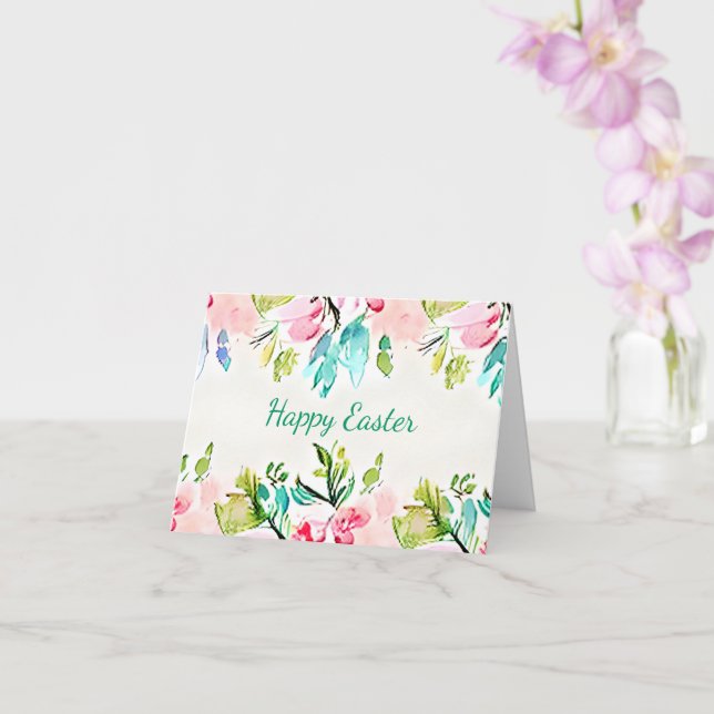 Tarjeta Marco floral de acuarela rosa y azul personalizado (Orquídea)