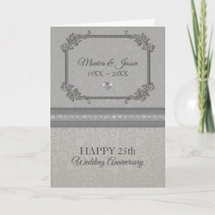 Tarjeta Marco floral de Damasco gris