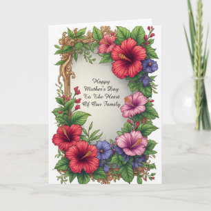 Tarjeta Marco floral de hibisco tropical ornamentado