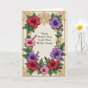 Tarjeta Marco floral de hibisco tropical ornamentado