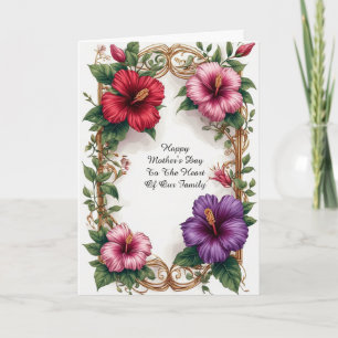 Tarjeta Marco floral de hibisco tropical ornamentado