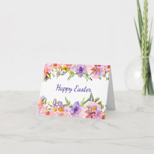 Tarjeta Marco floral de primavera en acuarela pastel perso