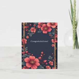 Tarjeta Marco floral elegante con flores rosas