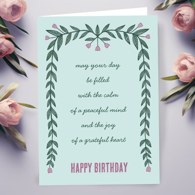 Tarjeta Marco floral Inspirador de mente feliz cumpleaños (Floral Frame Inspirational Mindful Happy Birthday Card
)