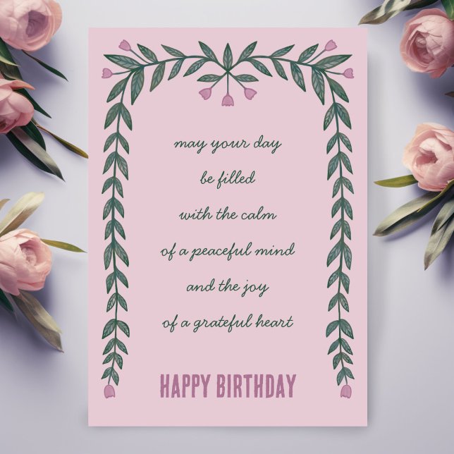 Tarjeta Marco floral Inspirador de mente feliz cumpleaños (Floral Frame Inspirational Mindful Happy Birthday Card
)