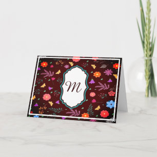 Tarjeta Marco floral marrón personalizado