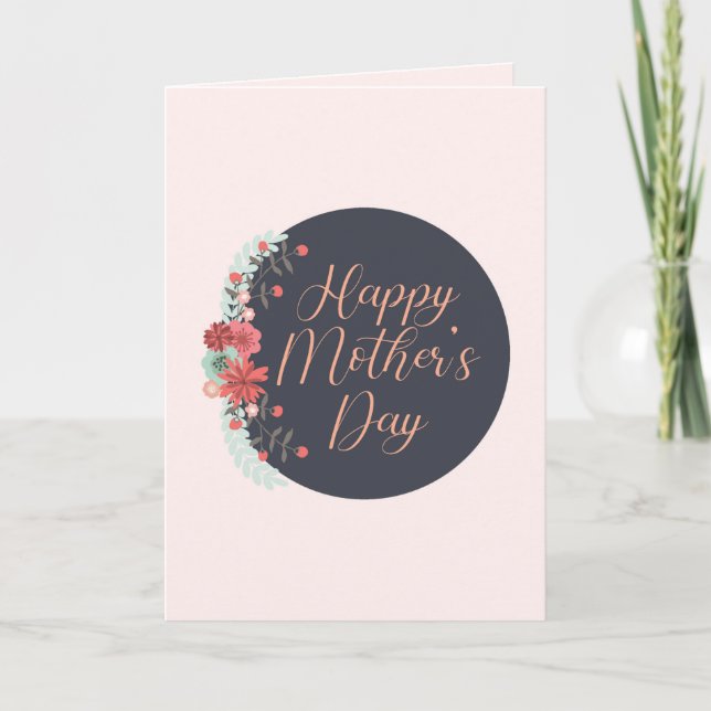 Tarjeta Marco floral personalizado Feliz Día de la Madre (Anverso)