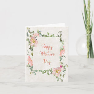 Tarjeta Marco floral rosa Día de la Madre