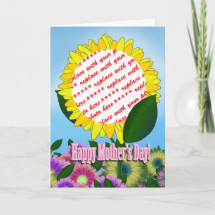 Tarjeta Marco fotográfico amarillo girasol para el día de