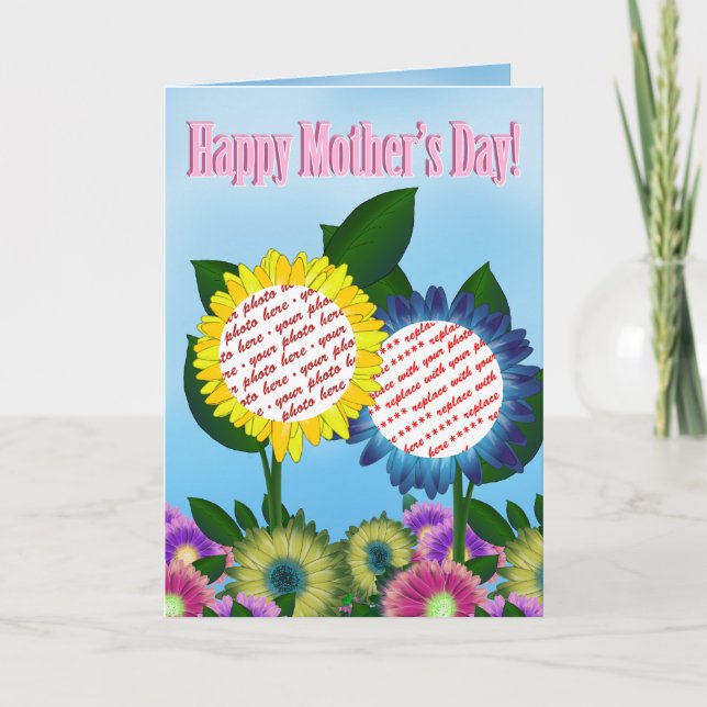 Tarjeta Marco fotográfico de Sunflower Happy Mother's Day (Anverso)