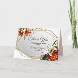 Tarjeta Marco geométrico con lirios tropicales Gracias