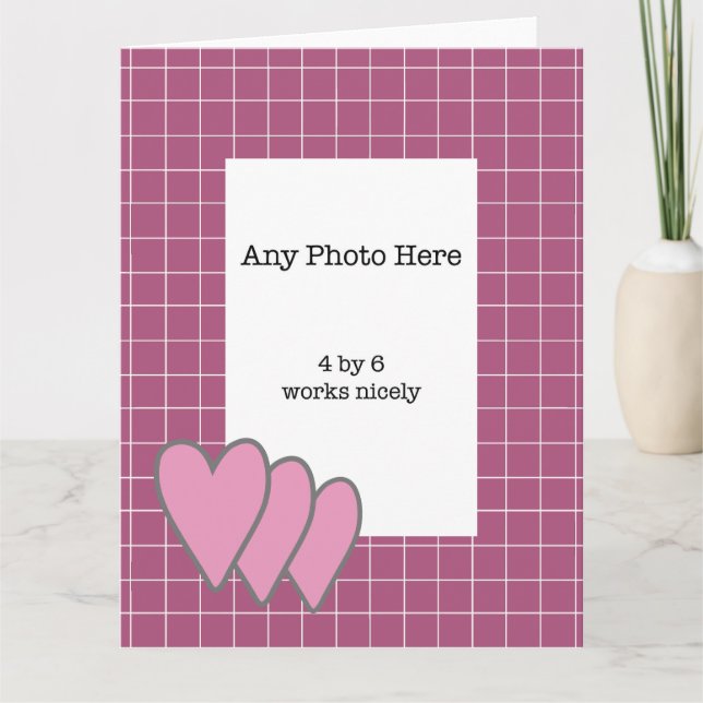Tarjeta Marco rosa alrededor de la foto (Anverso)