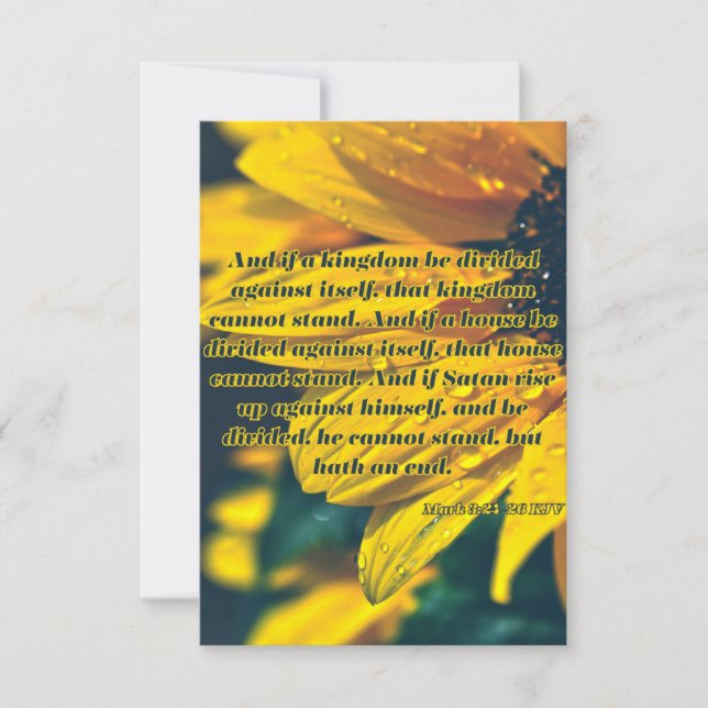 Tarjeta Marcos 3:24-26 KJV Bible Scripture Fic Greeting (Anverso)