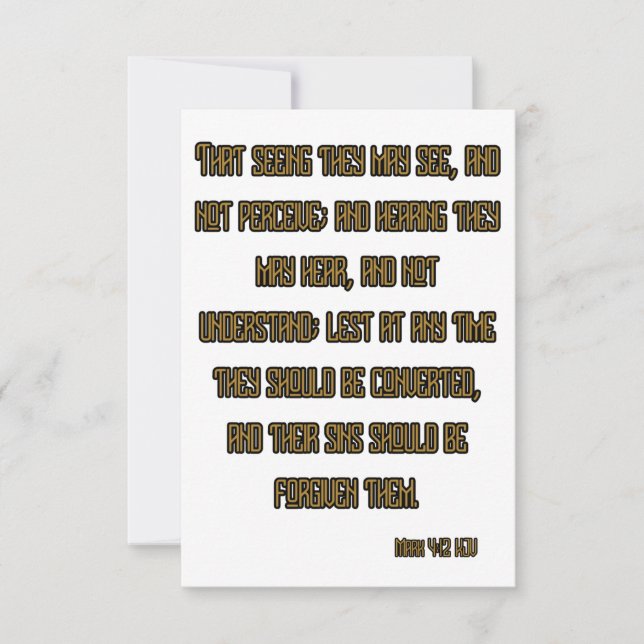 Tarjeta Marcos 4:12 Saludo de la Biblia KJV (Anverso)