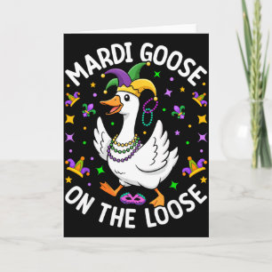 Tarjeta Mardi Goose Suelto Payaso Divertido Pato Carnaval