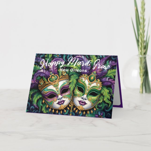 Tarjeta 💚 💜 💛 Mardi Gras (Anverso)