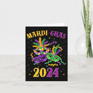 Tarjeta Mardi Gras 2024 Carnaval de té Mardi Gras 2024 Hom