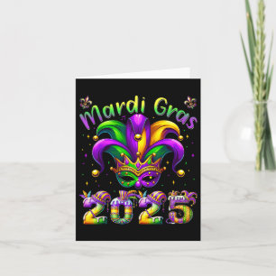 Tarjeta Mardi Gras 2025 Jester Set Niños Chicas Hombres
