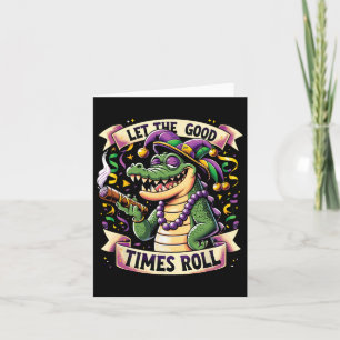 Tarjeta Mardi Gras Alligator Con Cigar