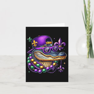 Tarjeta Mardi Gras Alligator Mardigator Crocodile Kids Boy